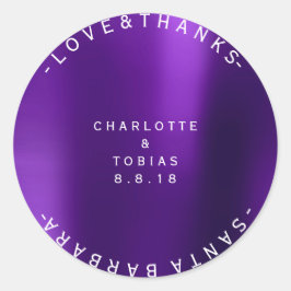 Personligt bröllp Tack för minimal Lila Plum Runt Klistermärke