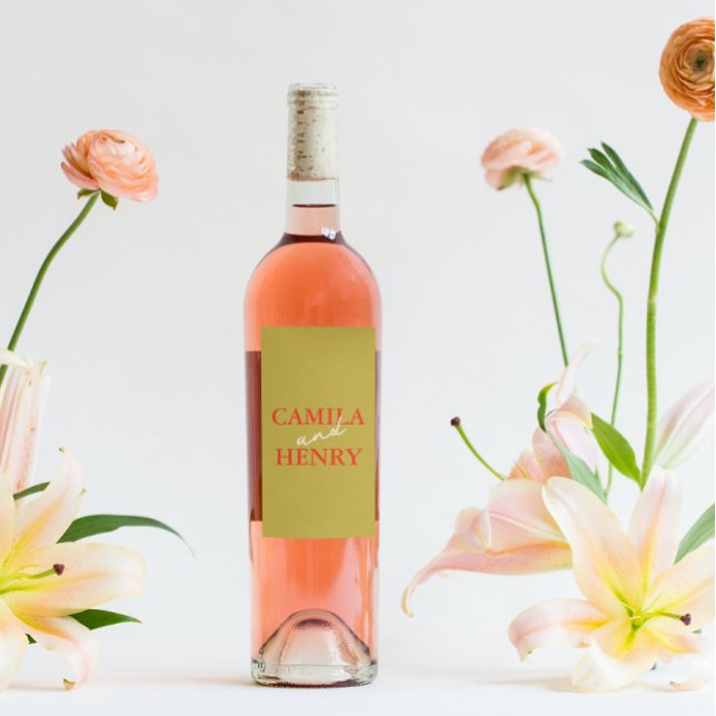 Personligt bröllp Vin & mousserande Vin Flaska Vinflaska Etikett (Skapare uppladdad)