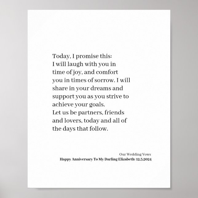 Personligt bröllp Vow Poster (Framsidan)