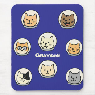 Personligt Catstronaut-mussmattor med namn Musmatta