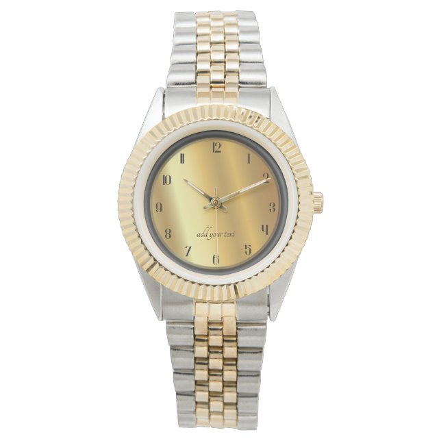 Personligt Chic Guld och Svart Effekt Armbandsur (Framsida)