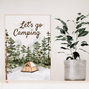 Personligt Citat Vattenfärg Camping i Naturen Poster