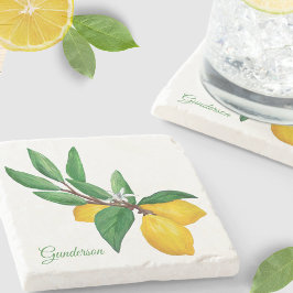 Personligt citronblad | Gul Grön Namn Stenunderlägg