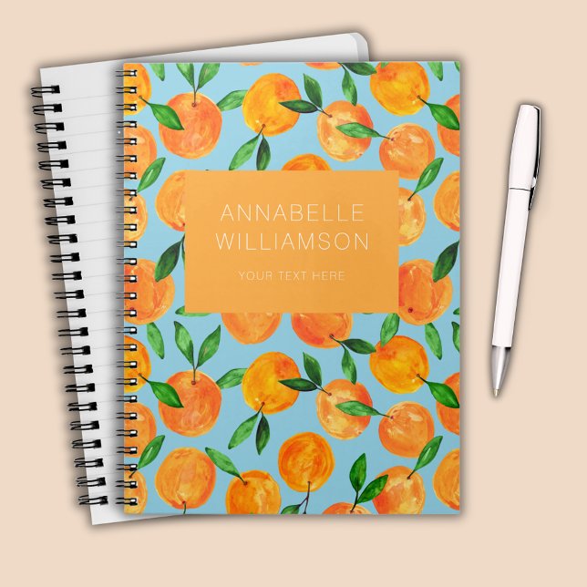 Personligt citrusskal fruktmönster anteckningsbok (Citrus orange summer fruit personalized notebook)