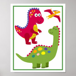 Personligt dinosaurie barn konsttryck set poster