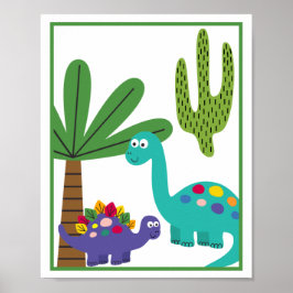 Personligt dinosaurie barn konsttryck uppsättning poster