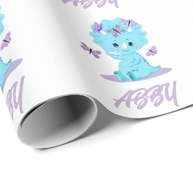 Personligt dinosaurie-inslagspapper presentpapper (Rullad Hörn)