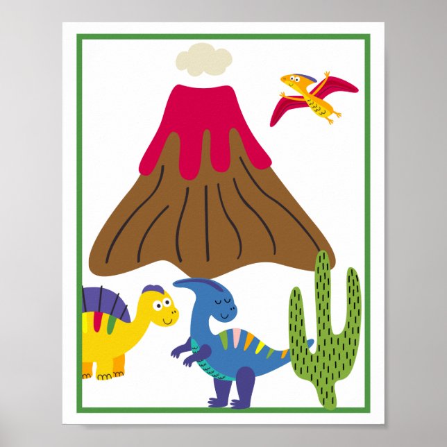 Personligt dinosaurie konsttryck för barn poster (Framsidan)