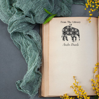 Personligt elefant-exlibris från stämpel
