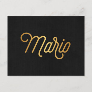 Personligt elegant skrivstil Mario guld svart Inbjudningar