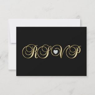 Personligt elegant svart guld RSVP bröllop OSA Kort