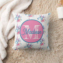 Personligt enhörningskudde med monogram kudde