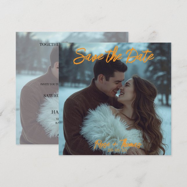 Personligt enkel modern vinter bröllopskort inbjudningar (Fram/baksida)