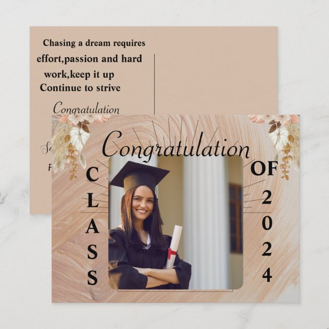 Personligt examensmeddelande foto  vykort (Fram/baksida)