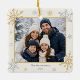 Personligt familjefoto snöflinga ornament