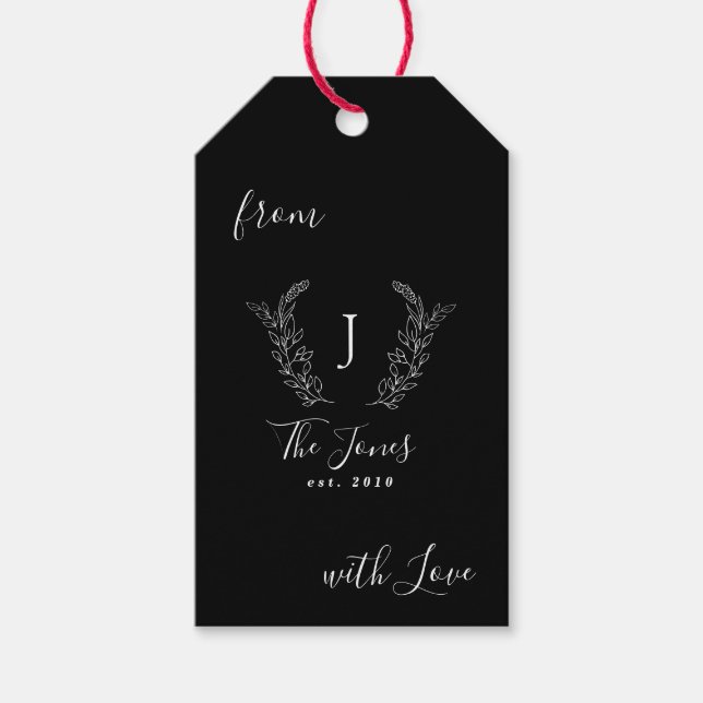 Personligt familjemonogram elegant presentetikett (Framsidan)