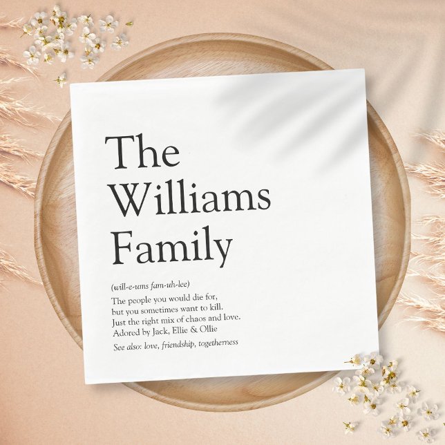 Personligt familjenamn Definition Pappersservett (Personalized Family Name Definition Napkins)