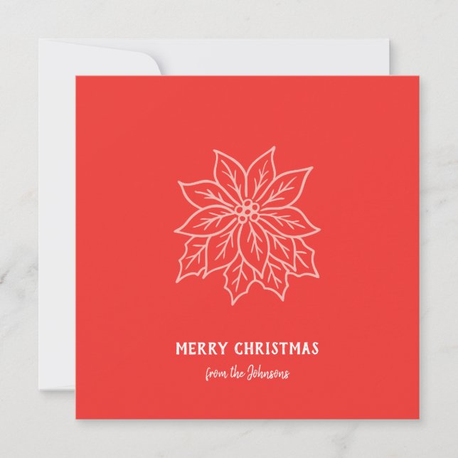 Personligt familjenamn God Jul blomma Kort (Framsida)
