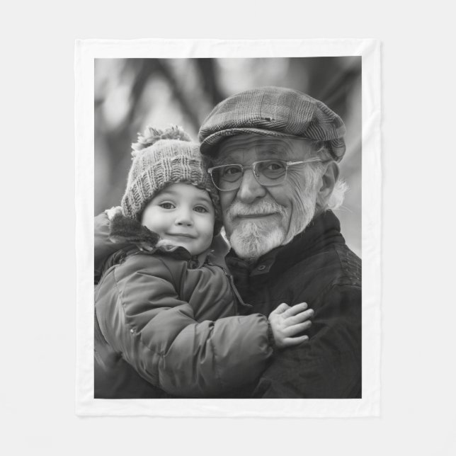 Personligt farfarfoto-present från barn fleecefilt (Framsidan)