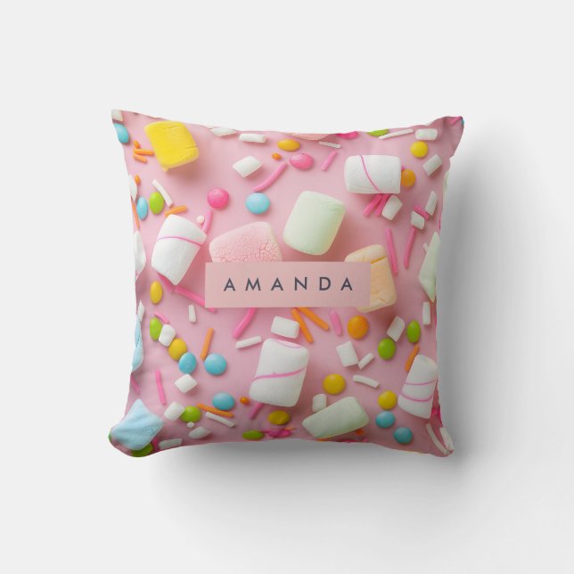 Personligt färgglatt marshmallowströssel kudde (Framsida)