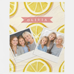 Personligt Färska Citron Skiva Mönster Ljust Fleecefilt