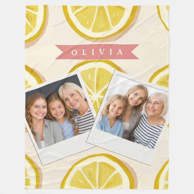Personligt Färska Citron Skiva Mönster Ljust Fleecefilt (Framsidan)