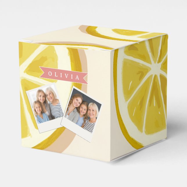 Personligt Färska Citron Skiva Mönster Ljust Presentaskar (Framsidan Sidan)