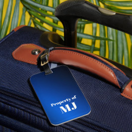 Personligt fetstilad blå monogram bagagebricka