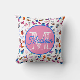 Personligt fjärilskudde med monogram kudde