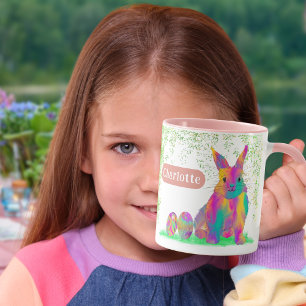 Personligt flicknamn Söt påskhare Rosa Mugg