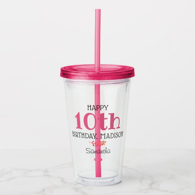 Personligt födelsedagspresent till flickor take away mugg (Framsida)
