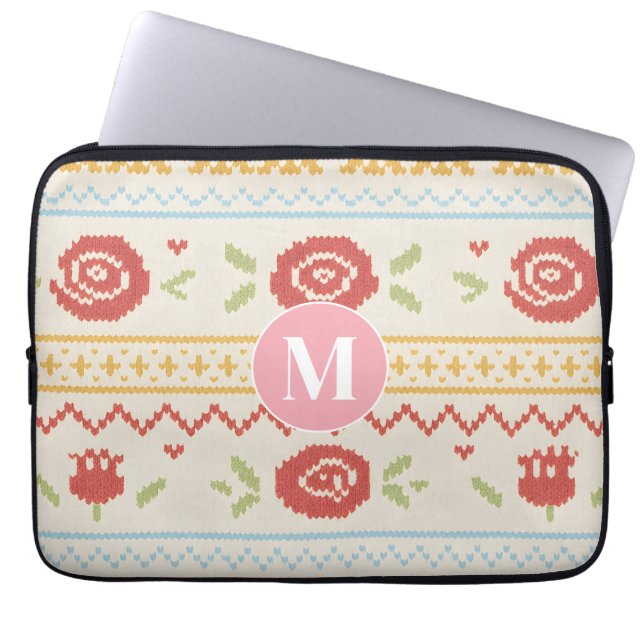 Personligt Folk Nordisk Boho Blommönster Laptop Fodral (Framsidan)