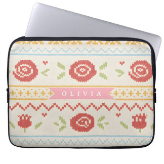 Personligt Folk Nordisk Boho Blommönster Laptop Fodral