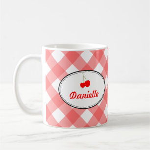 Personligt för mönster för blåttlandgingham r kaffemugg