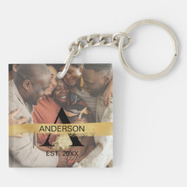 Personligt förgyllt familjefoto med monogram och n