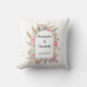 Personligt foto Boho bröllopsgåva med blommor Kudde