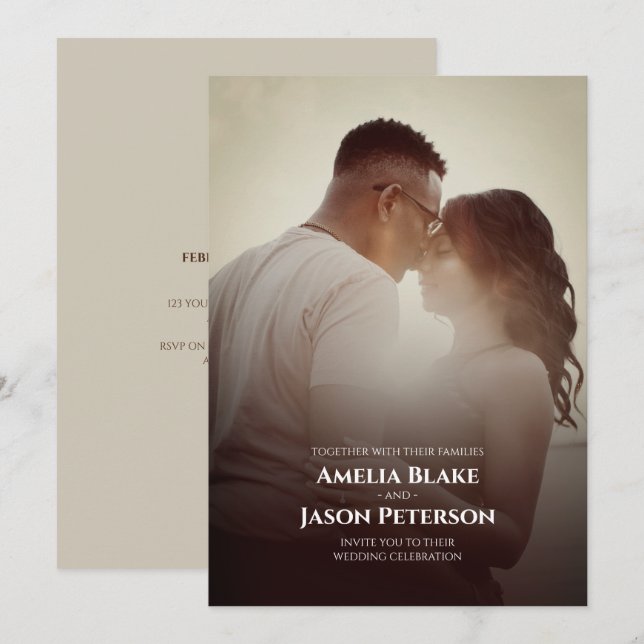 Personligt foto | Enkel Bröllop Inbjudningar (Fram/baksida)