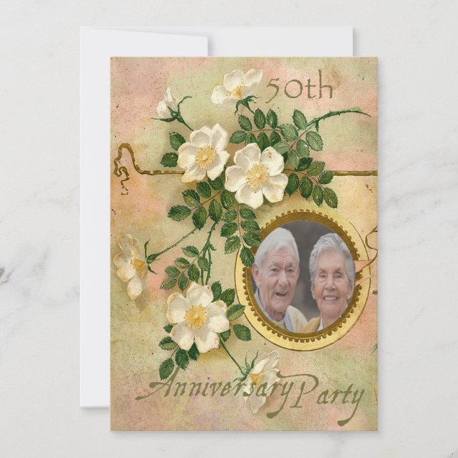 Personligt foto för 50-årsjubileum med arvsros inbjudningar (Framsida)