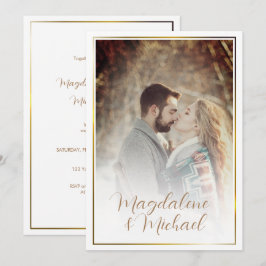 Personligt foto guld ram | Typografi Bröllop Inbjudningar