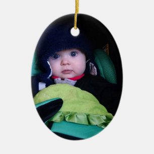 Personligt foto-hjärta från Baby med Namn och år Julgransprydnad Keramik