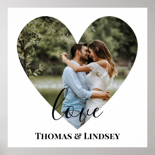 Personligt foto hjärtram Modern kalligrafi Poster (Framsidan)