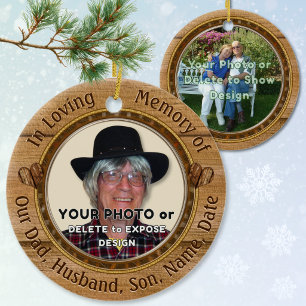 Personligt foto, minnesornament för pappa julgransprydnad keramik