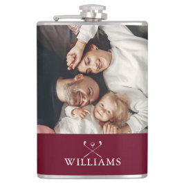 Personligt foto och namn Burgundy röd Fickplunta