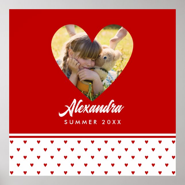 Personligt foto rött hjärteram modern födelsedag poster (Framsidan)