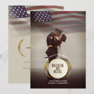Personligt Foto USA Flagga Lagerblad Bröllop Inbjudningar