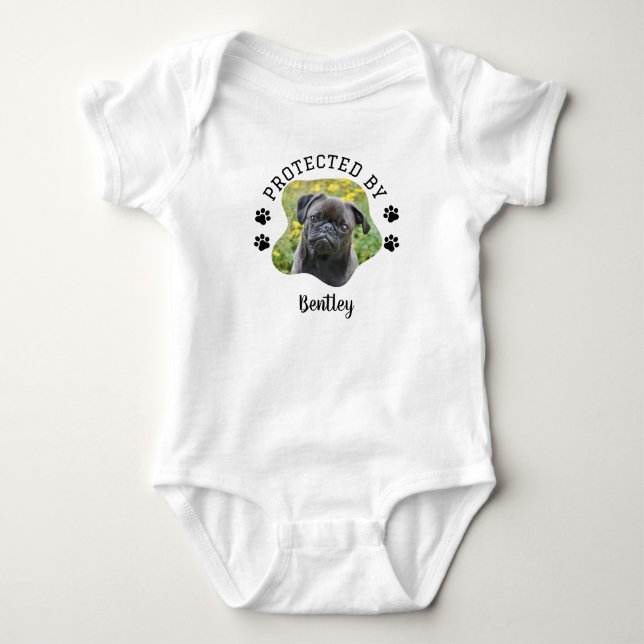 Personligt fotobabkläder skyddade av hund t shirt (Framsida)