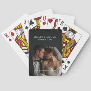 Personligt fotominne med namn och bröllopsdatum casinokort