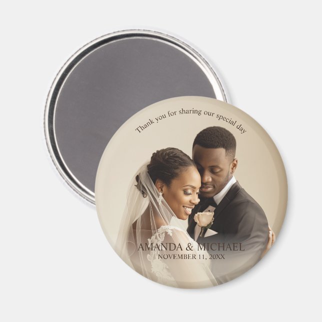 Personligt fotominne med namn och bröllopsdatum magnet (Front/Back)