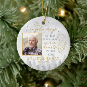 Personligt Fotoornament På Änglavingar Julgransprydnad Keramik
