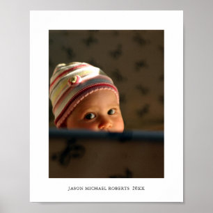 Personligt fototryck med babys foto och namn poster